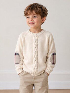 Burberry Kids Cream Knit Wool Sweater 10 Years